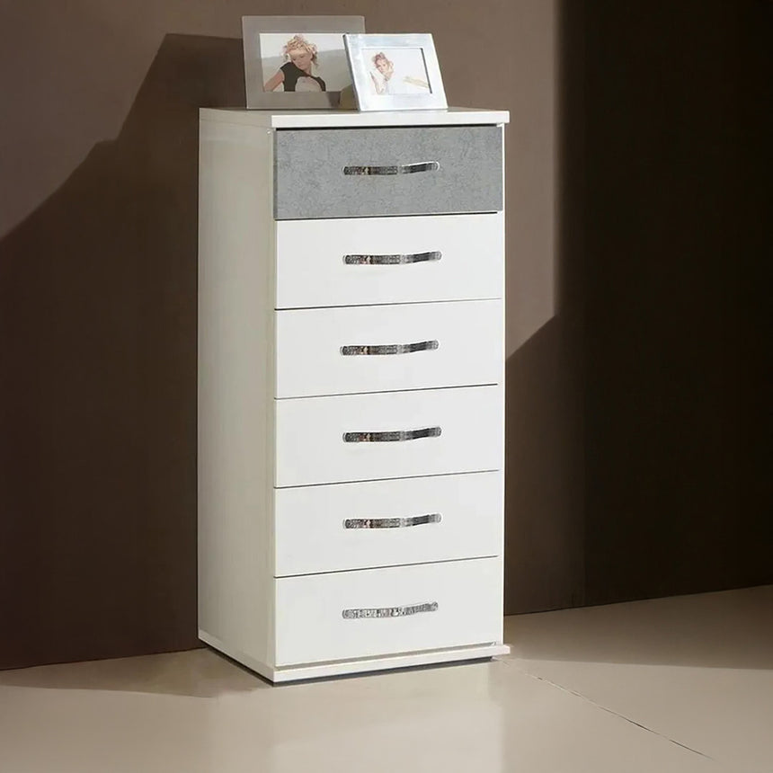 Carrara Graphite 6 Drawer Narrow Chest