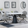 Vallo White Ceramic 4 Seater Round Extending Dining Set - 4 Altavista Grey Fabric Swivel Dining Chair