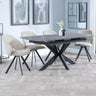 Charlotte Grey Ceramic Extending Dining Set - Burano Velvet Fabric Swivel Dining Chair