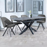 Charlotte Grey Ceramic Extending Dining Set - Burano Velvet Fabric Swivel Dining Chair