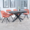 Charlotte Grey Ceramic Extending Dining Set - Burano Velvet Fabric Swivel Dining Chair