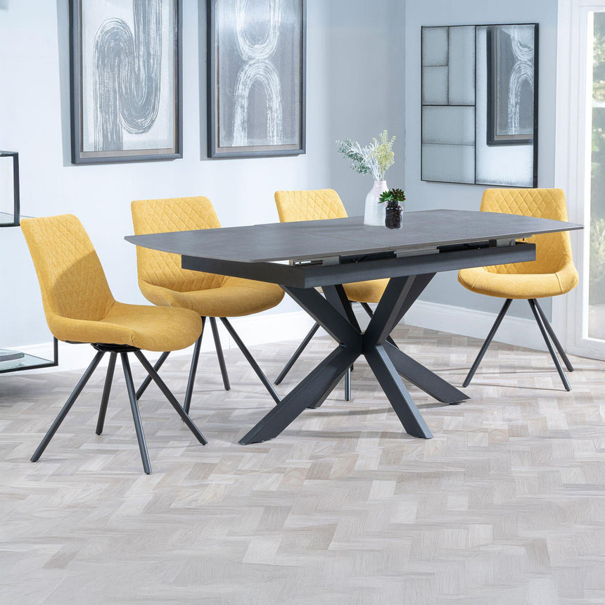 Charlotte Grey Ceramic Extending Dining Set - Messina Fabric Swivel Dining Chair