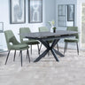 Charlotte Grey Ceramic Extending Dining Set - Stansbury Fabric Dining Chair