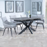 Charlotte Grey Ceramic Extending Dining Set - Torres Fabric Swivel Dining Chair
