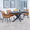 Charlotte Grey Ceramic Extending Dining Set - Torres Fabric Swivel Dining Chair