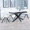 Charlotte White Ceramic Extending Dining Set - Burano Velvet Fabric Swivel Dining Chair