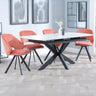 Charlotte White Ceramic Extending Dining Set - Burano Velvet Fabric Swivel Dining Chair