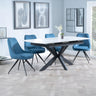 Charlotte White Ceramic Extending Dining Set - Diana Velvet Fabric Swivel Dining Chair