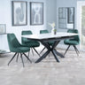 Charlotte White Ceramic Extending Dining Set - Diana Velvet Fabric Swivel Dining Chair