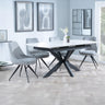 Charlotte White Ceramic Extending Dining Set - Diana Velvet Fabric Swivel Dining Chair
