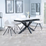 Charlotte White Ceramic Extending Dining Set - Messina Fabric Swivel Dining Chair