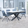 Charlotte White Ceramic Extending Dining Set - Messina Fabric Swivel Dining Chair