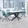 Charlotte White Ceramic Extending Dining Set - Messina Fabric Swivel Dining Chair