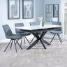 Charlotte White Ceramic Extending Dining Set - Messina Fabric Swivel Dining Chair