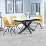 Charlotte White Ceramic Extending Dining Set - Messina Fabric Swivel Dining Chair