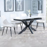 Charlotte White Ceramic Extending Dining Set - Rovereto Fabric Dining Chair