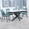 Charlotte White Ceramic Extending Dining Set - Rovereto Fabric Dining Chair