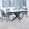 Charlotte White Ceramic Extending Dining Set - Rovereto Fabric Dining Chair
