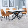 Charlotte White Ceramic Extending Dining Set - Rovereto Fabric Dining Chair