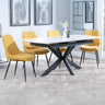 Charlotte White Ceramic Extending Dining Set - Rovereto Fabric Dining Chair