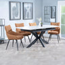 Charlotte White Ceramic Extending Dining Set - Torres Fabric Swivel Dining Chair