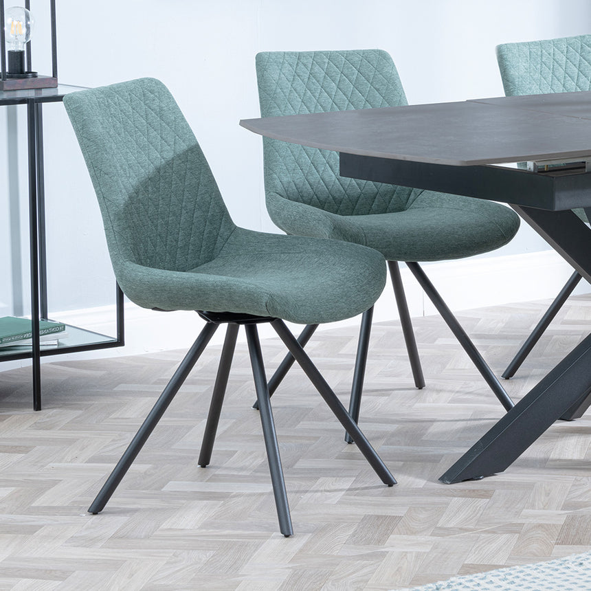 Charlotte Grey Ceramic Extending Dining Set - Messina Fabric Swivel Dining Chair
