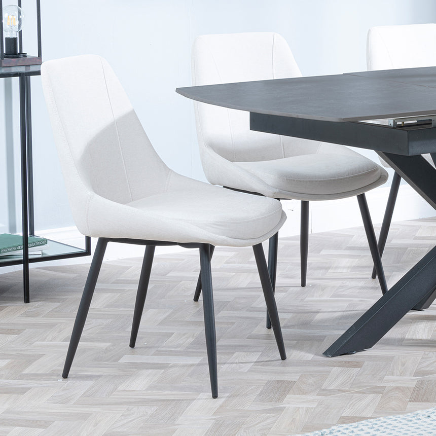 Charlotte Grey Ceramic Extending Dining Set - Rovereto Fabric Dining Chair