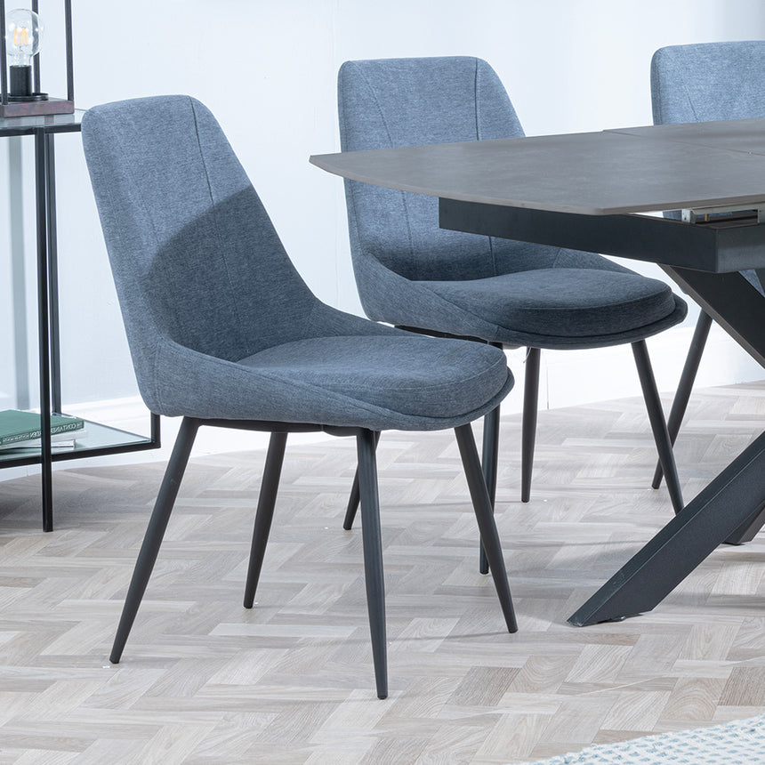 Charlotte Grey Ceramic Extending Dining Set - Rovereto Fabric Dining Chair