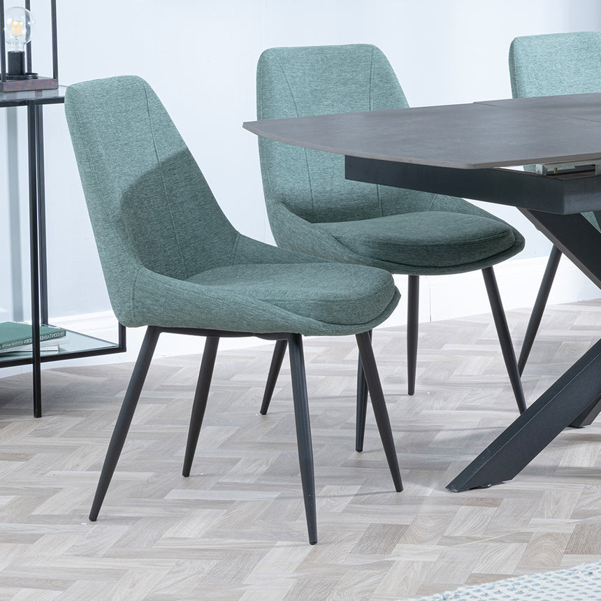 Charlotte Grey Ceramic Extending Dining Set - Rovereto Fabric Dining Chair