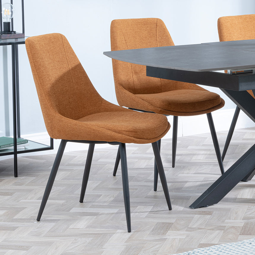 Charlotte Grey Ceramic Extending Dining Set - Rovereto Fabric Dining Chair