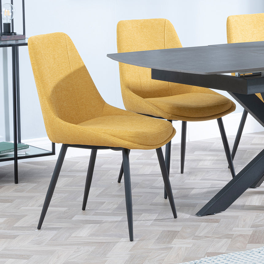 Charlotte Grey Ceramic Extending Dining Set - Rovereto Fabric Dining Chair