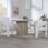 Charlton Fluted Oak 4 Seater Round Dining Set - Killen Boucle Fabric Dining Chair