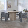 Charlton Fluted Oak 4 Seater Round Dining Set - Killen Boucle Fabric Dining Chair