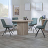 Charlton Fluted Oak 4 Seater Round Dining Set - Messina Fabric Swivel Dining Chair