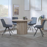 Charlton Fluted Oak 4 Seater Round Dining Set - Messina Fabric Swivel Dining Chair