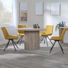 Charlton Fluted Oak 4 Seater Round Dining Set - Messina Fabric Swivel Dining Chair