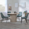 Charlton Fluted Oak 4 Seater Round Dining Set - Rovereto Fabric Dining Chair