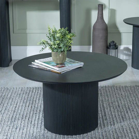 Charlton Fluted Round Coffee Table with Drum Base