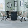 Charlton Fluted Black 4 Seater Round Dining Set - Burano Velvet Fabric Swivel Dining Chair