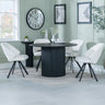 Charlton Fluted Black 4 Seater Round Dining Set - Burano Velvet Fabric Swivel Dining Chair