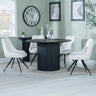 Charlton Fluted Black 4 Seater Round Dining Set - Diana Velvet Fabric Swivel Dining Chair