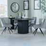Charlton Fluted Black 4 Seater Round Dining Set - Diana Velvet Fabric Swivel Dining Chair