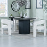 Charlton Fluted Black 4 Seater Round Dining Set - Killen Boucle Fabric Dining Chair