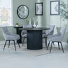 Charlton Fluted Black 4 Seater Round Dining Set - Torres Fabric Swivel Dining Chair