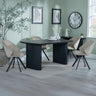 Charlton Fluted Black Dining Set - Burano Velvet Fabric Swivel Dining Chair