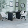 Charlton Fluted Black Dining Set - Burano Velvet Fabric Swivel Dining Chair