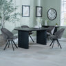 Charlton Fluted Black Dining Set - Burano Velvet Fabric Swivel Dining Chair