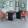 Charlton Fluted Black Dining Set - Burano Velvet Fabric Swivel Dining Chair