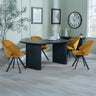 Charlton Fluted Black Dining Set - Burano Velvet Fabric Swivel Dining Chair