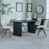 Charlton Fluted Black Dining Set - Messina Fabric Swivel Dining Chair